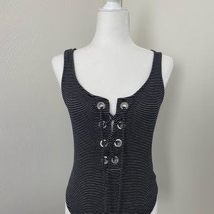Express black striped bodysuit